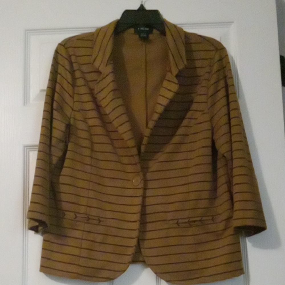 H&M Tan Blazer with Black Stripes